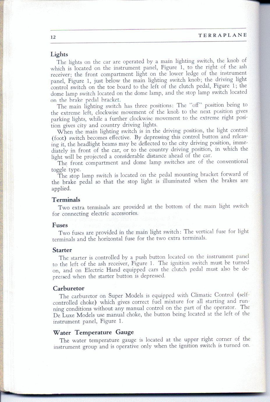 1937 Hudson Terraplane Owners Manual Page 14